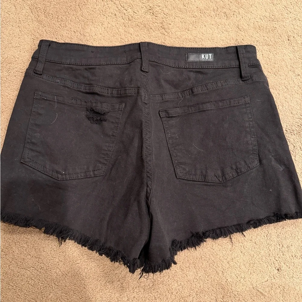 Kut from the Kloth Black Distressed Denim High Waist Shorts - Picture 3 of 4